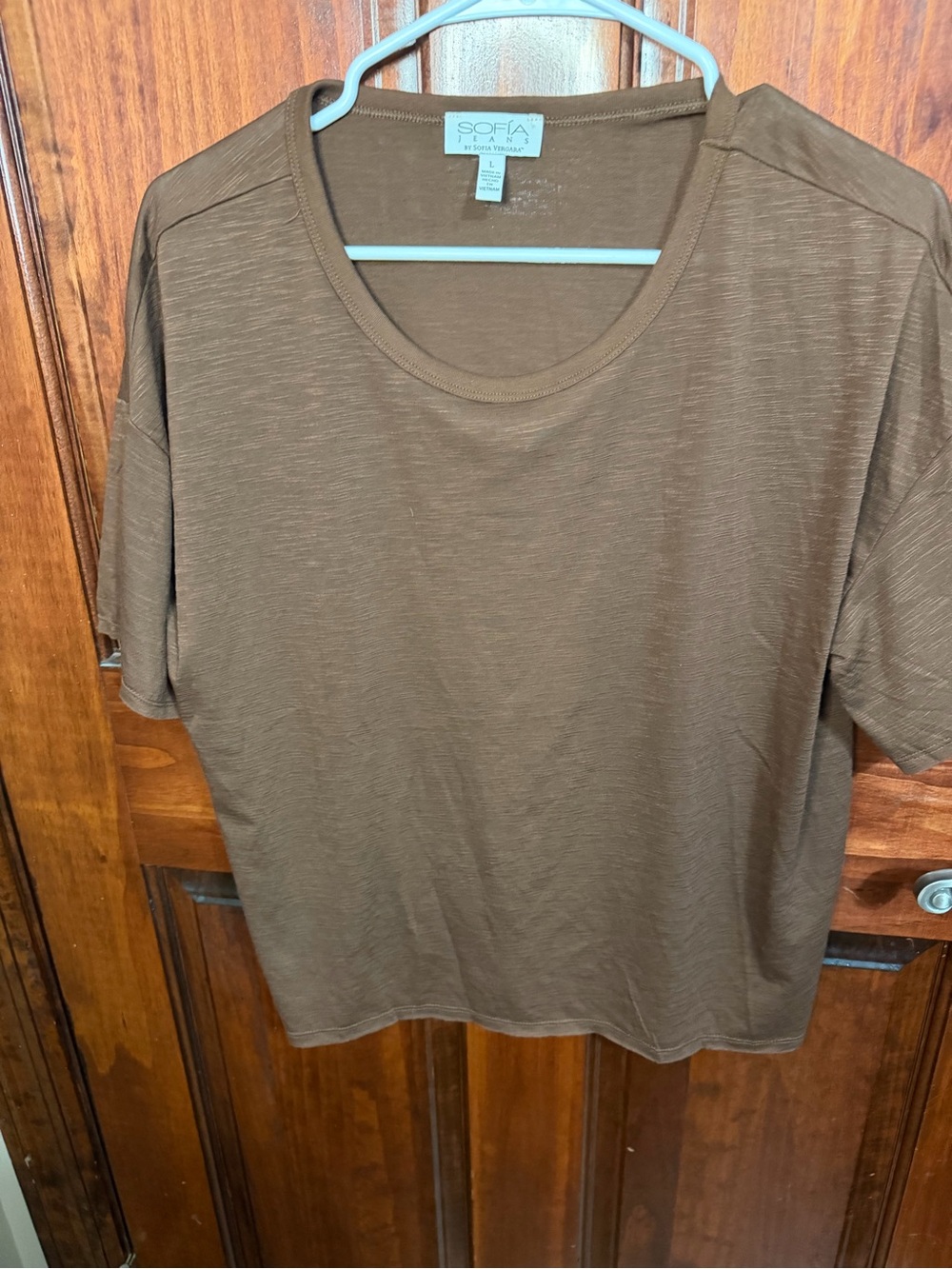 sofia by sofia vergara Brown Short Sleeve Crewneck Tee